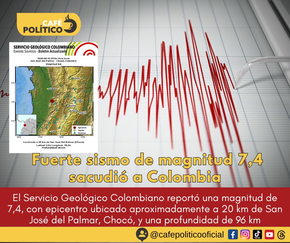 Temblor de magnitud 7,4 sacudió a Colombia: epicentro fue en Chocó