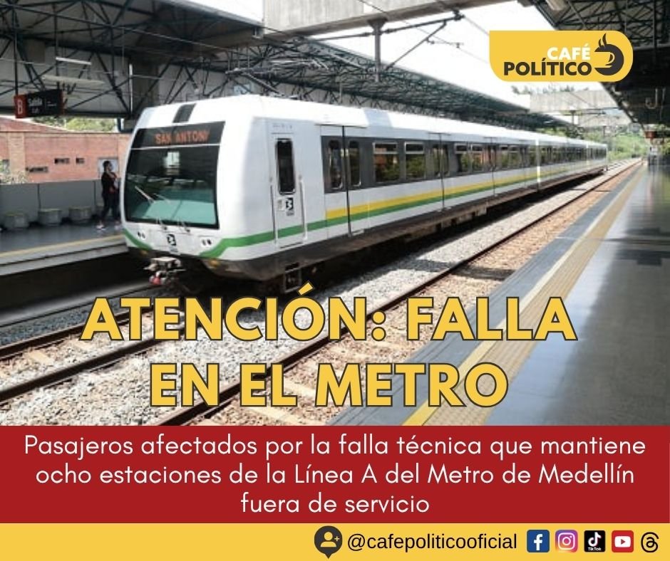 Falla en el Metro de Medellín divide la Línea A: ocho estaciones están fuera de servicio