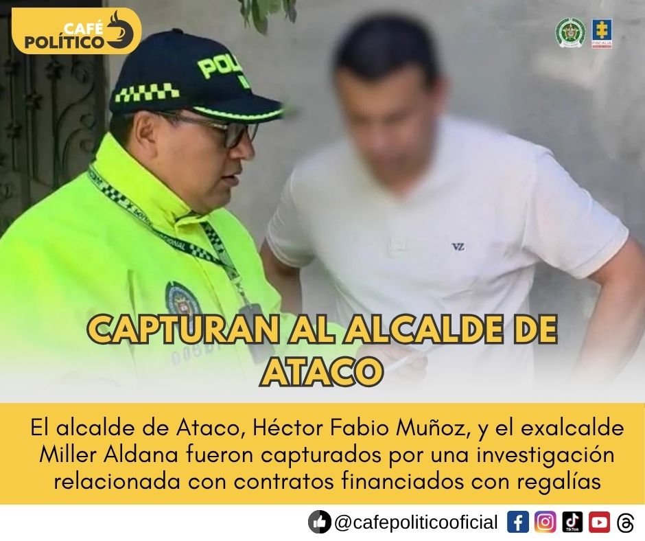 Capturan al alcalde y al exalcalde de Ataco por investigación sobre contratos de $21.550 millones
