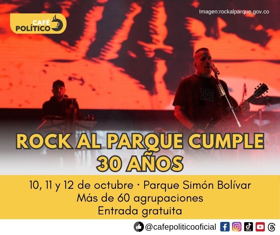 Rock al Parque celebra 30 años: tres días de música gratuita en Bogotá